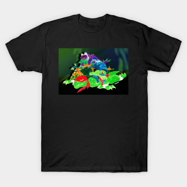 Turtle Pile - Rise of the TMNT T-Shirt by Lycoris ArtSpark